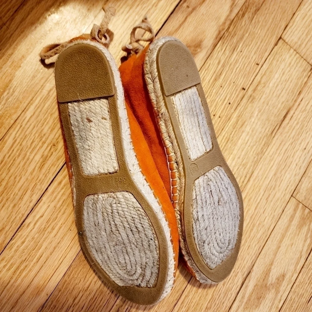 House of Harlow 1960 Callan Espadrilles Flats Burnt Orange Suede Leather Size 6